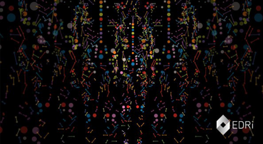 The image shows a composition of colourful figures on a black background.