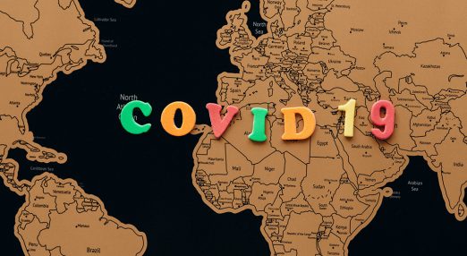 A map of Europe and the "Covid 19" sign on it