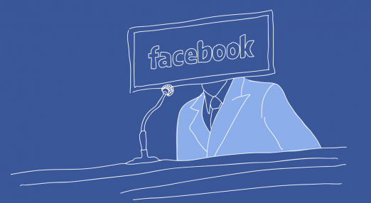 An image showing an illustration of a person with the facebook logo instead of a head