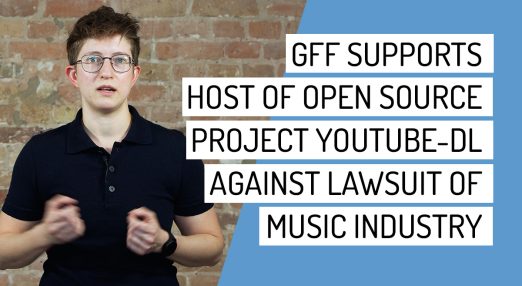 GFF supports host of open source project Youtube-DL against lawsuit of music industry