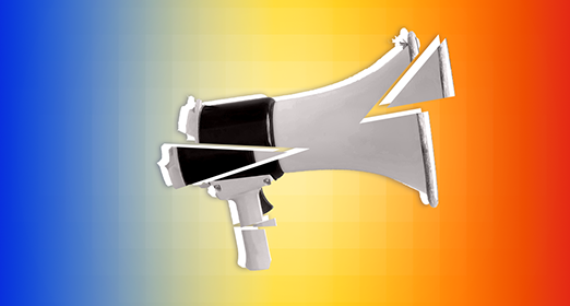 A megaphone on a coloured background