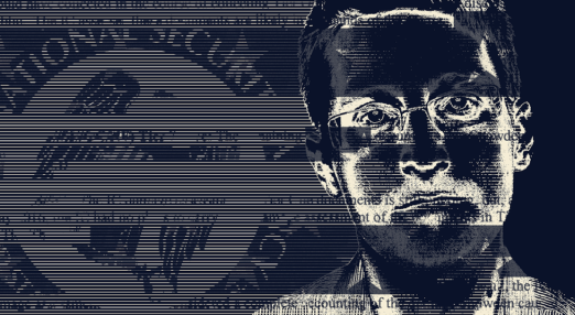 illustration with Snowden and CIA logo