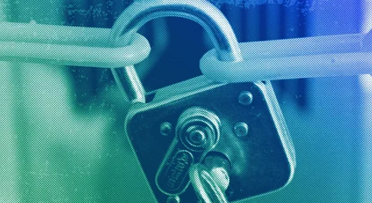 A lock connecting two sides of a chain, illustration