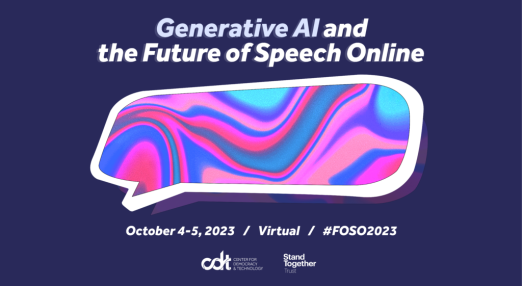 Generative AI and the future of speech online. CDT event.