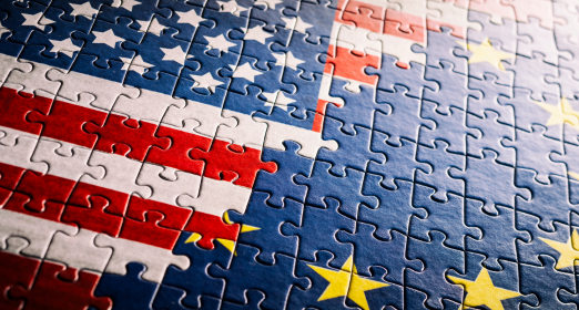 Puzzle of EU-US flag